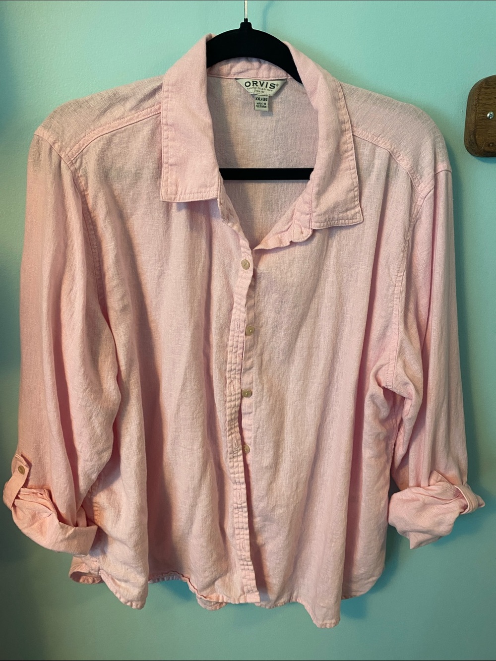 Orvis Light Pink Casual Linen Button Shirt women’s XXL; lightweight!
